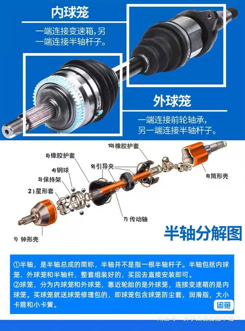 Dongfeng Rich 6, Navara & Paladin 4WD Front Half Shaft Assembly (CV Axle)